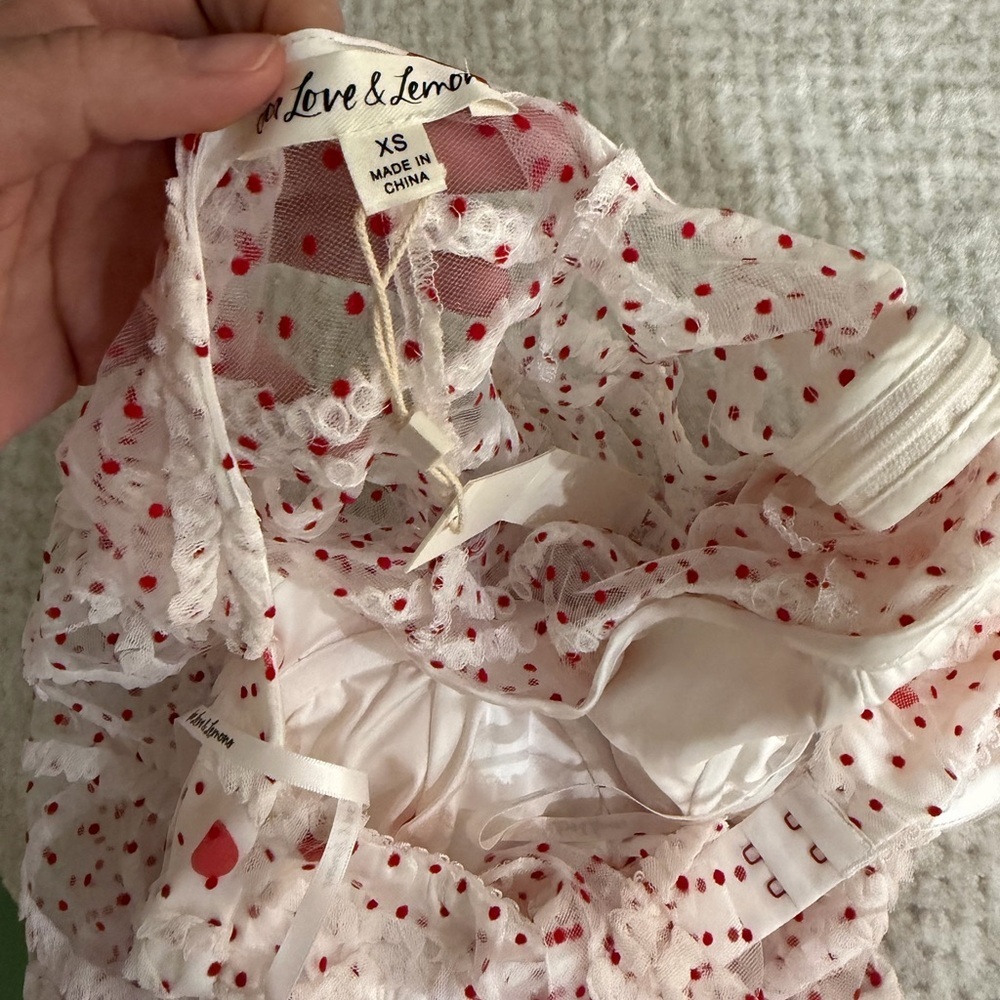 NWT For Love and Lemons Giada Sheer Polka Dot Maxi Dress Size Medium XS - Picture 10 of 10